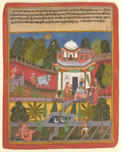 Praudha Dhiradhira Nayika, aus einem illustrierten Rasikapriya von Keshavadas (1555-1617) von Unbekannt Unbekannt